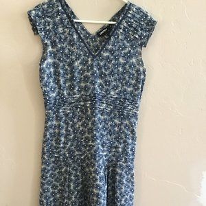 DKNY Dusty Blue Pleated Mid-Length Dress